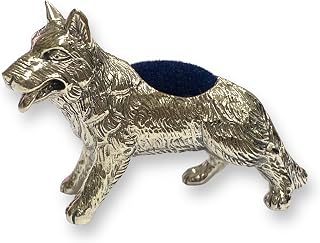 Victorian Style Collectable German Shepard Dog Pin Cushion 925 Sterling Silver Sewing Needle