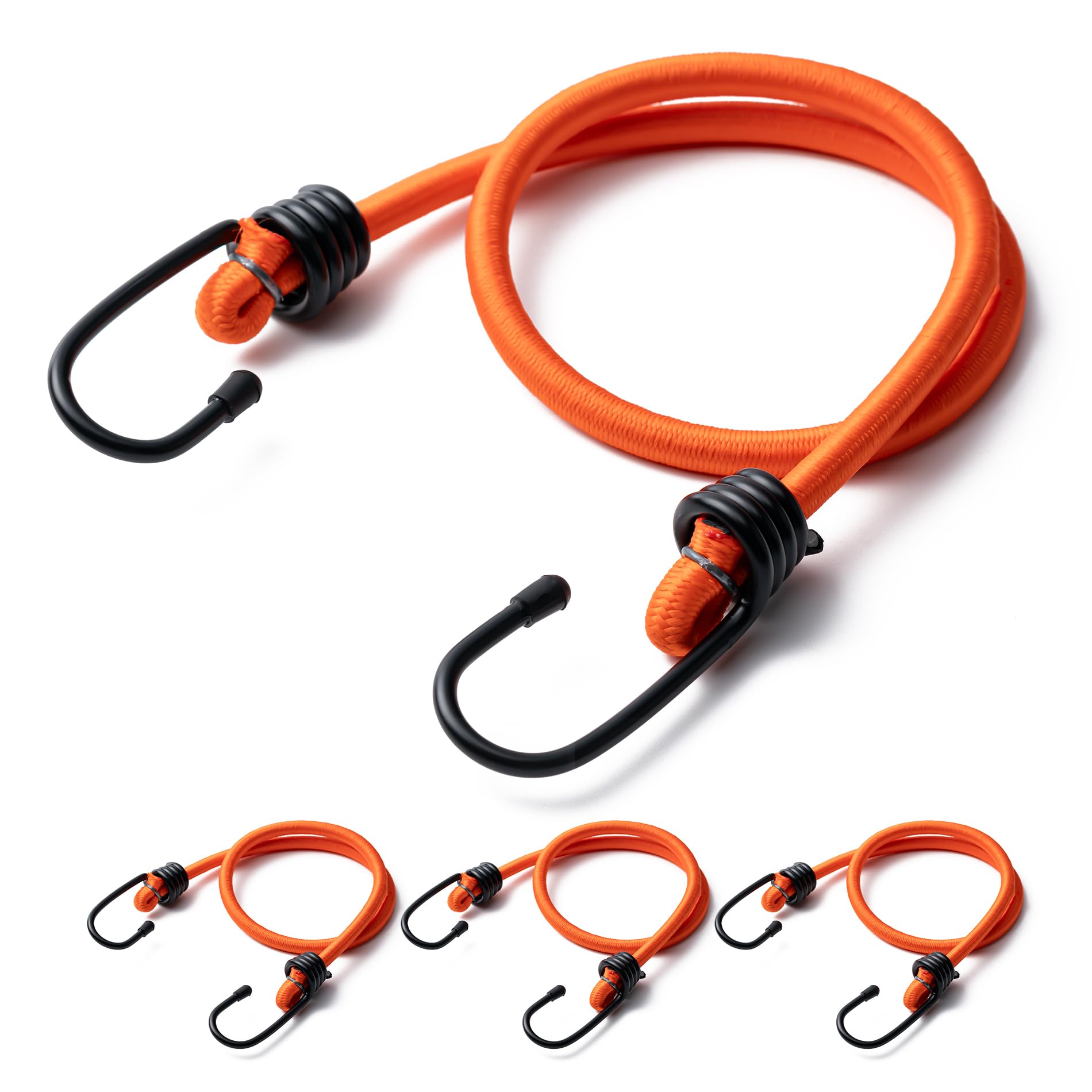 Aegero 32inch Bungee Cords with Hooks,4Pcs Heavy Duty Extra Strong Outdoor Elastic Rope,Multi-Purpose Elastic Bungee Straps for Luggage,Camping,Tarps,Bike Rack,Outdoor Tent,Weatherproof（Orange）
