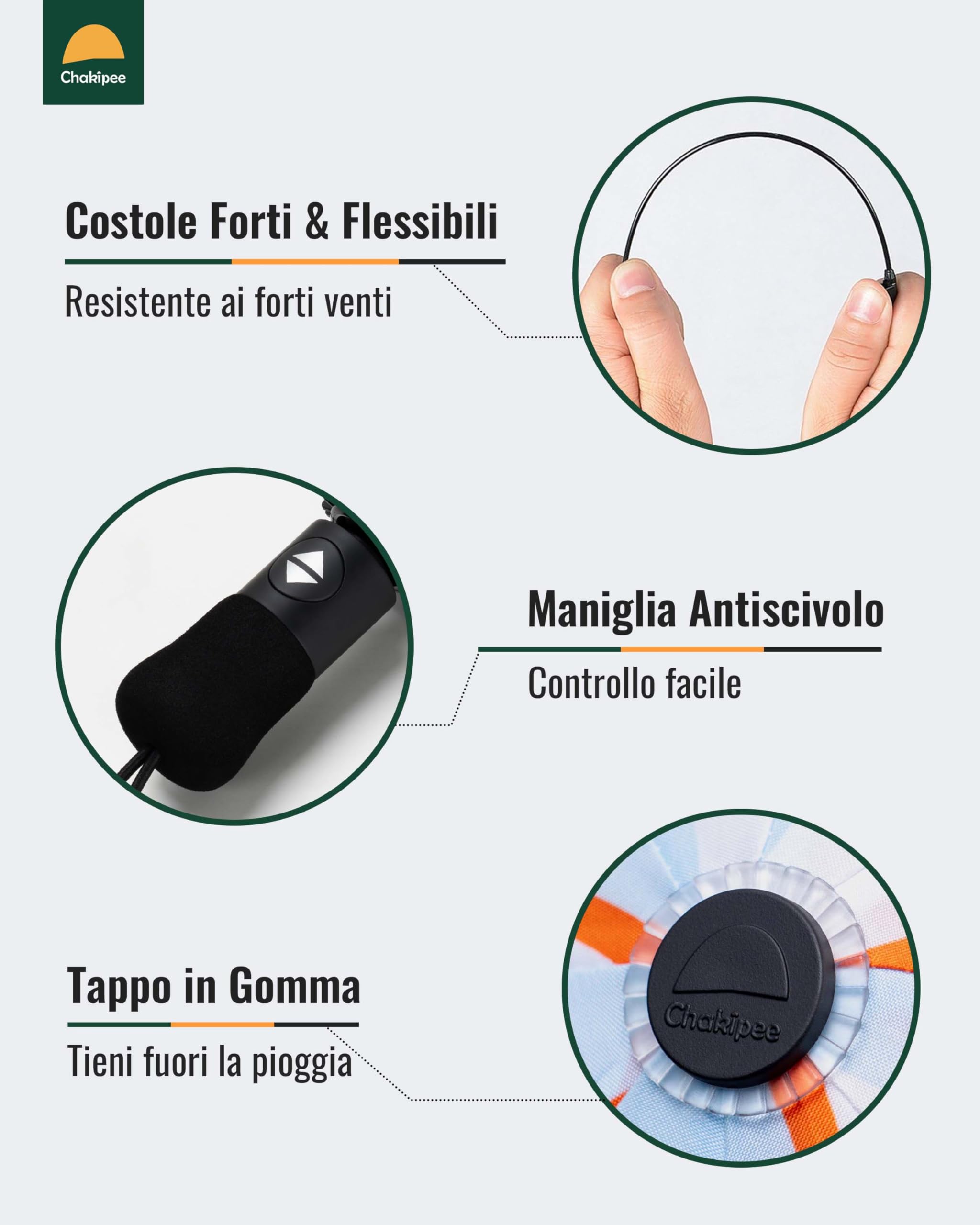 Chakipee Ombrello Pieghevole Pioggia da Viaggio Antivento - Ombrelli Portatile per Uomo Automatico Apri Chiudi, Rivestimento in 210T Apertura 97 cm 8 ossa