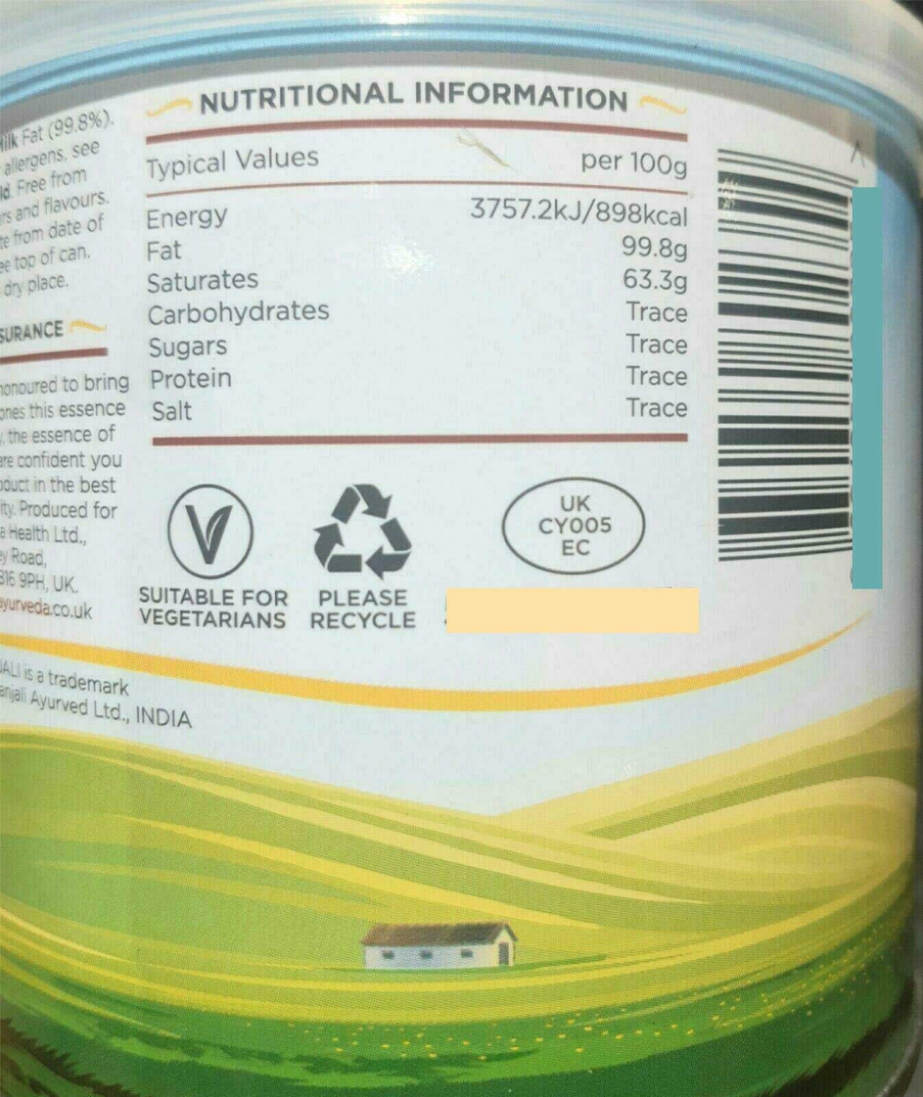 PATANJALI Cow GHEE CLARIFIED Butter from Cow's Milk ( 1KG TIN ) DESI ...