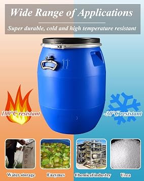 Plastic Drum, Plastic Barrel with Lid, Food Grade Barrel, for Shipping Air Tight Industrial Storage Container