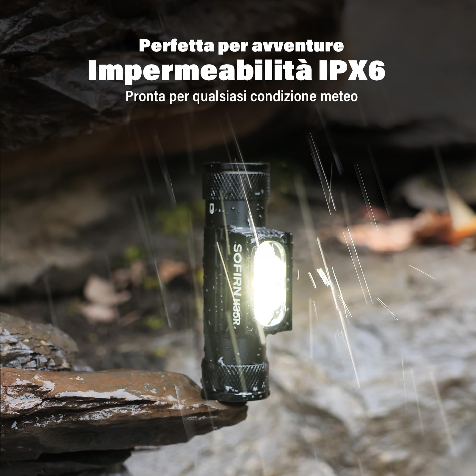 Sofirn H35R - Lampada frontale ricaricabile a LED, super luminosa, con 1500 lumen, 5 modalità di luce rossa e bianca, ricarica USBC, lampada frontale impermeabile IP68, con lunga autonomia per il