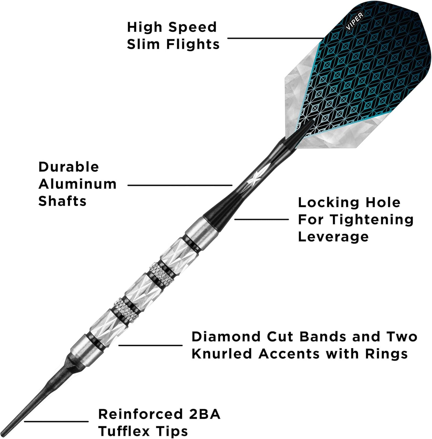 Viper Diamond 90% Tungsten Soft Tip Dart Set with Case
