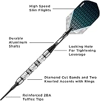 Vista 2 de Viper Juego de dardos de punta suave de tungsteno al 90% Diamond con estuche