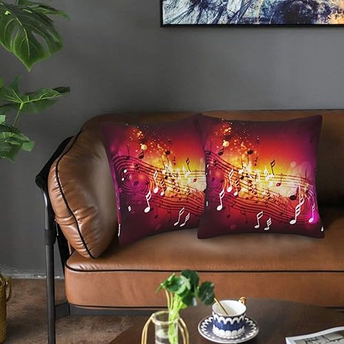 Miniatura 2 de 2 Pack Decorative Throw Pillow Covers 18"x18" Square Cushion Cover Boho Farmhouse Pillowcase for Couch Sofa Bedroom Living Room Home Decor Music