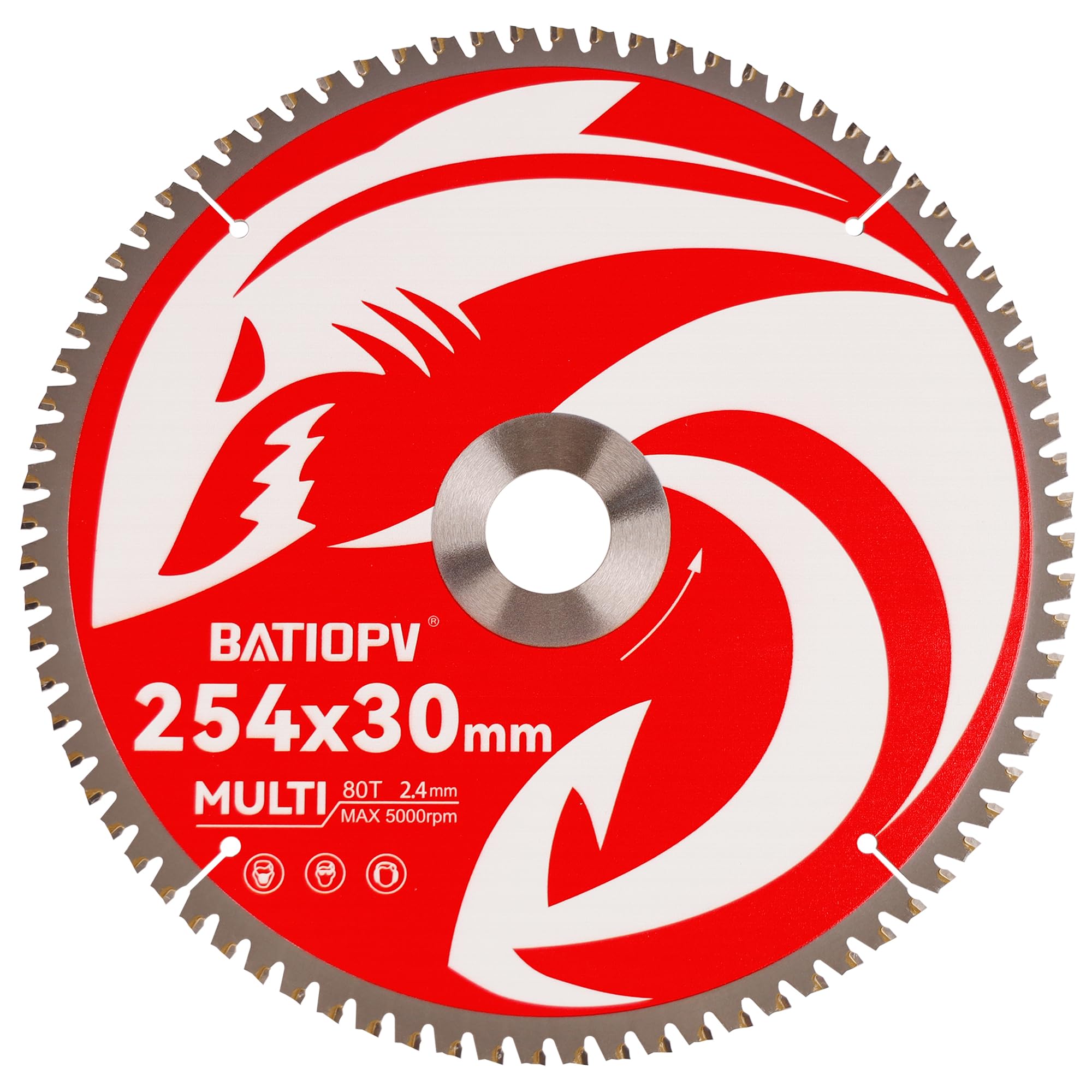 BATIOPV Circular Saw Blade 254 x 30 mm TCT – Multi Material Cutting Blade for Metal, Wood & Plastic – 60 Tooth Precision Saw Blade Compatible with Bosch, Makita, DeWalt & More