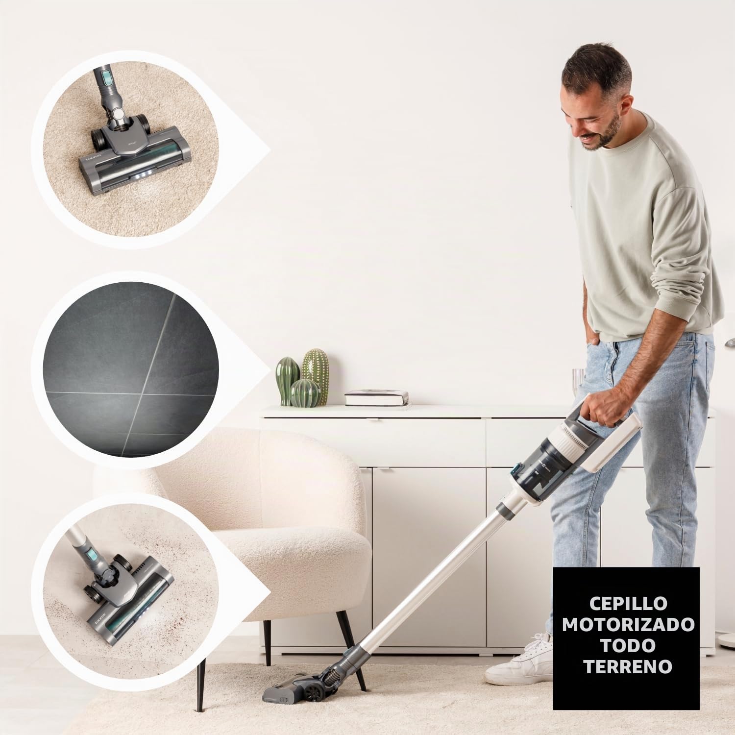 Taurus – Aspirador Sin Cable Nimbus Pure | Potente Succión | Autonomía 70 min | Todo Tipo de Superficies | Ultraligero | Filtro HEPA | 2 cepillos | Luz LED | Eco/Turbo | Accesorios