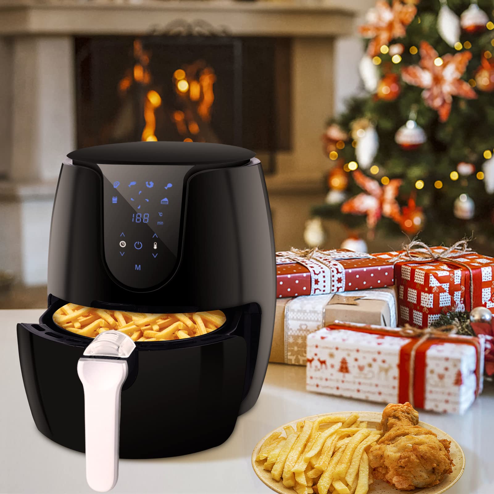 Vpcok Direct Freidora sin Aceite, 3,5L Freidora de Aire Caliente con 6 Programas, Air Fryer con Temperatura y Temporizador Ajustable, Cesta Antiadherente, Libre de BPA
