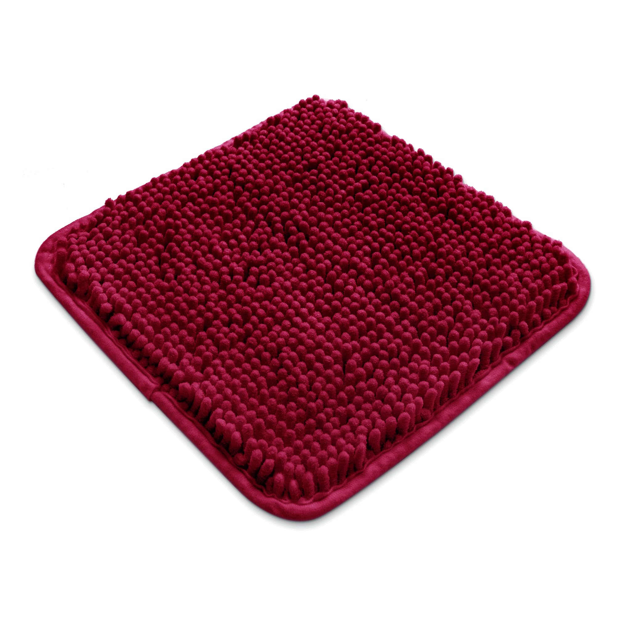Yeaban - Small Bathroom Rugs 12 x 12 Inches, Thick Chenille Bath Mats, Absorbent, Washable, Non-Slip, Plush and Soft Bath Rugs for Bathroom, Shower, Sink (Burgundy) — image 1