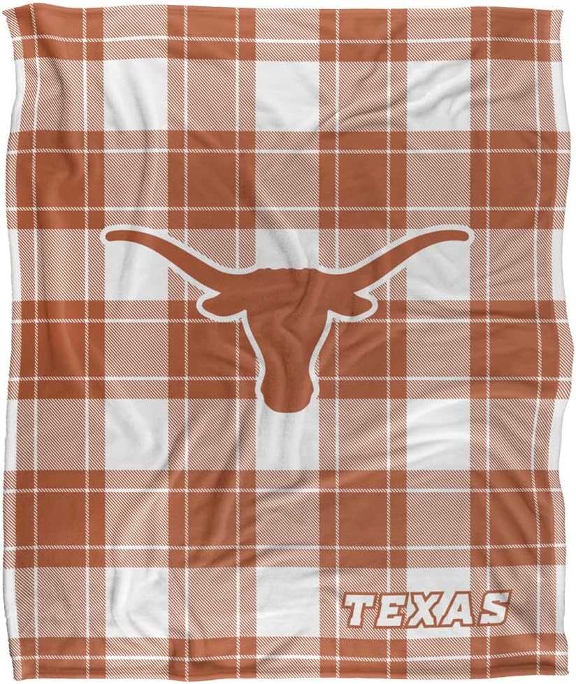 LOGOVISION The University of Texas at Austin Campus Plaid Spirit Silky Touch Super Soft Throw Blanket 50"x60"