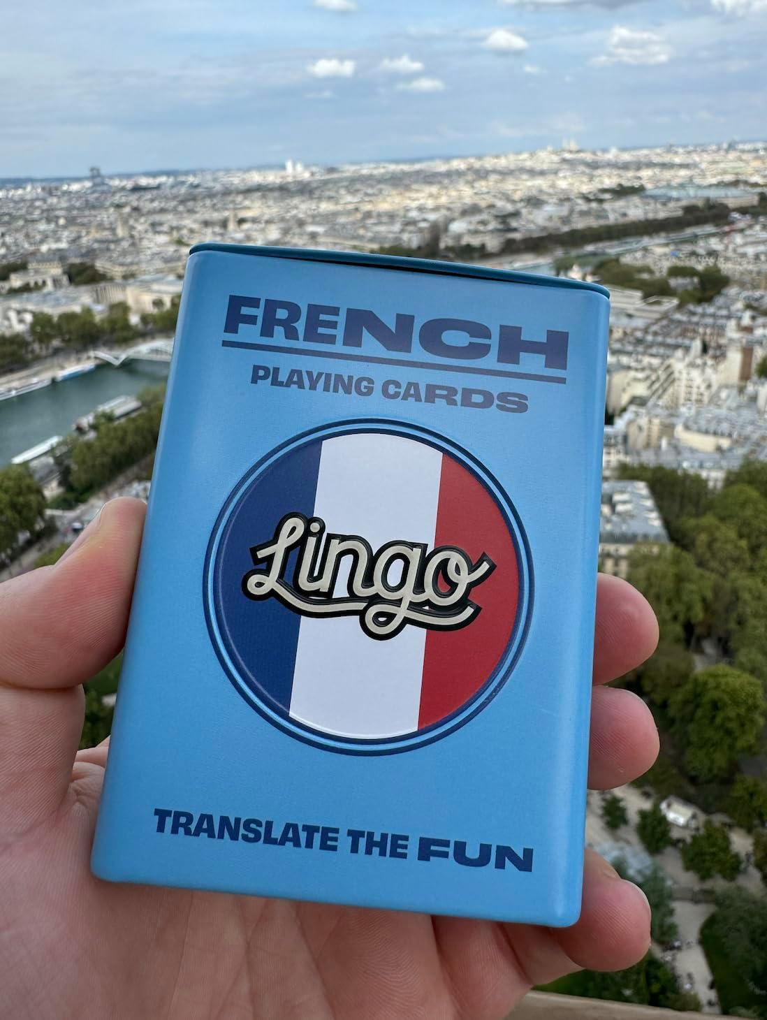 Lingo French Playing Cards in Wayfarer Tin Box | Travel Flashcards | Learn French Vocabulary in A Fun & Easy Way | 52 Essential Translations