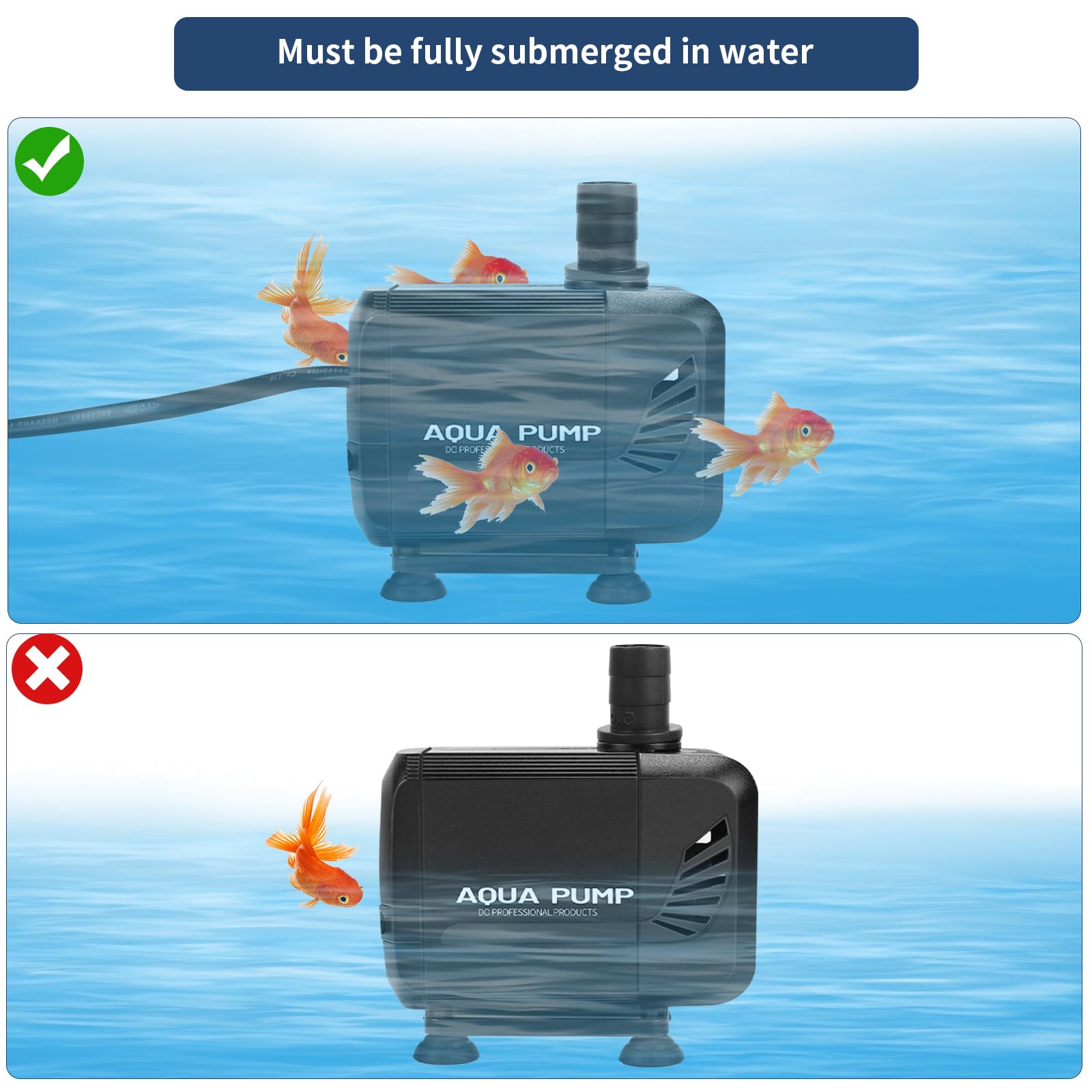 SWAWIS Pompa Acquario Pompa Laghetto 1500L/H 15W Mini Pompa Acqua Ultra-Quiet per Acquario Fontana con 2 Ugello 13mm/16mm