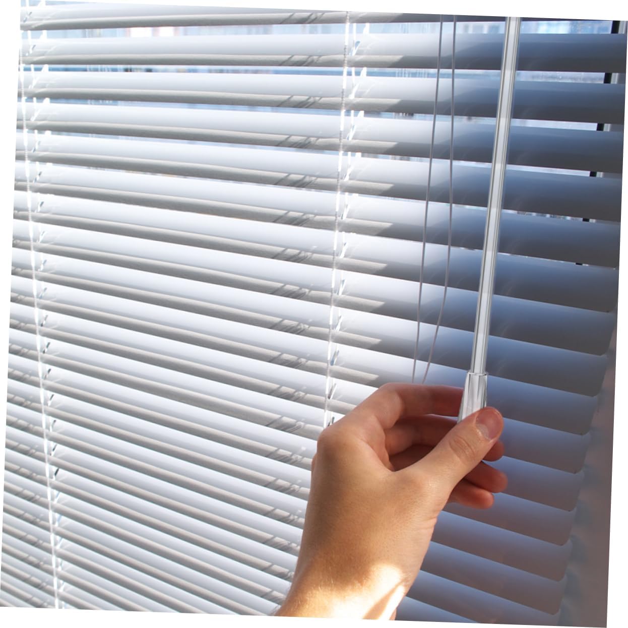 4Pcs Clear Blind Wand Replacement with Hook Tilt Rod for Vertical Blinds Compatibility for Home and Office and Space Saving Window Curtain Opener