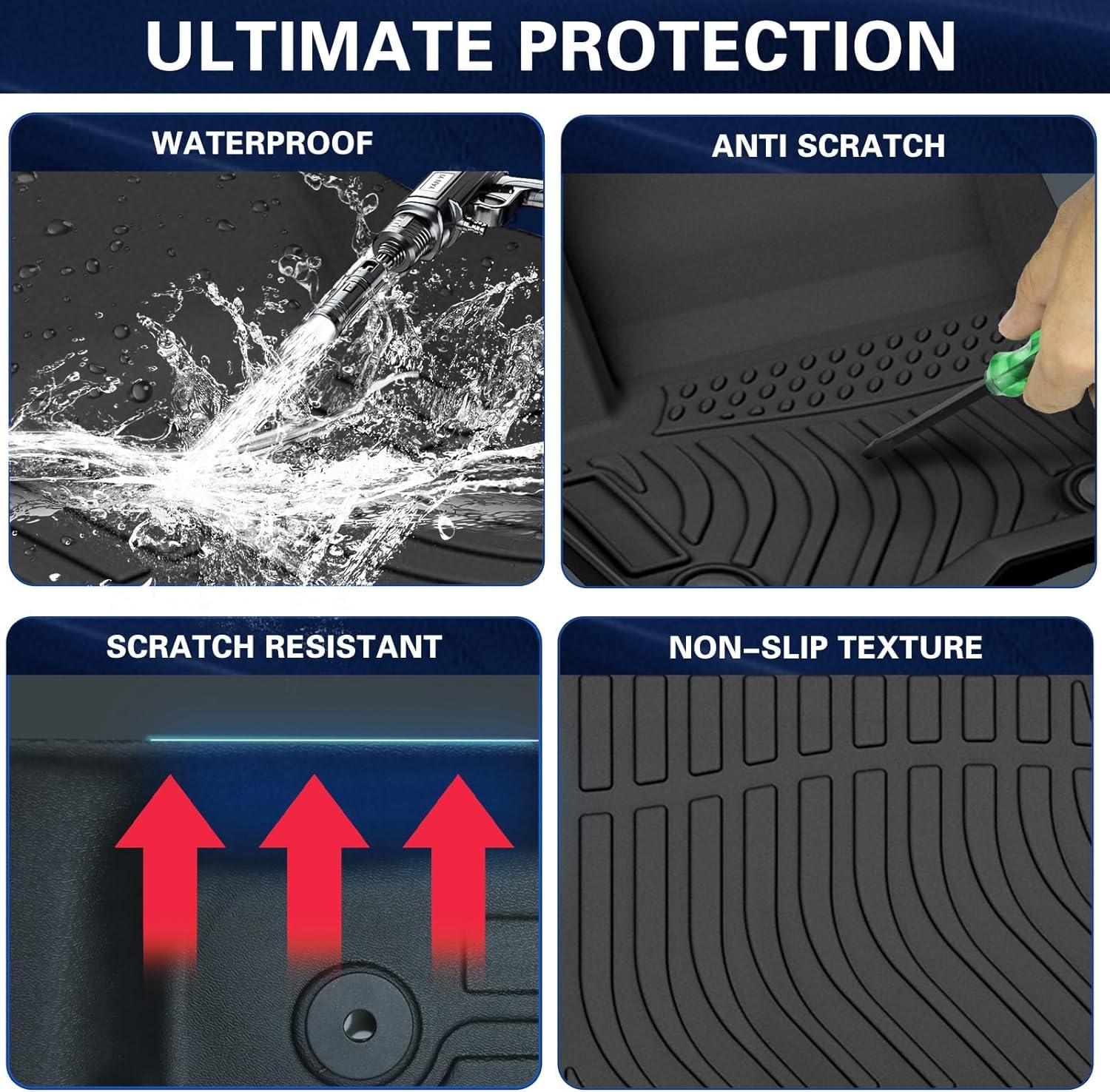 All Weather Rubber Car Floor Mats Compatible with 2012-2018 Ford Focus TPE Rubber Full Set Includes 1st 2nd — view 3