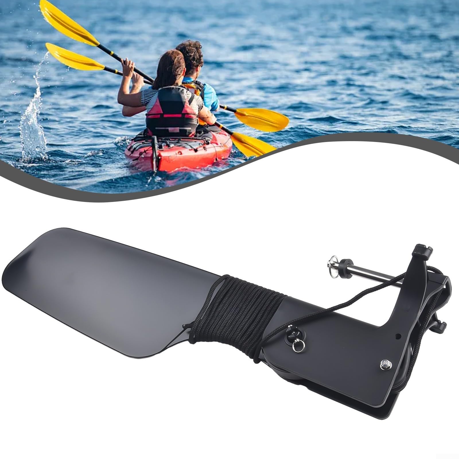 Nylon Para Kayak Timón Con Polea Para Canoa Barco Control De Dirección Gran Cola Accesorio De Pesca Color Negro 51x12.5 Cm Tamaño