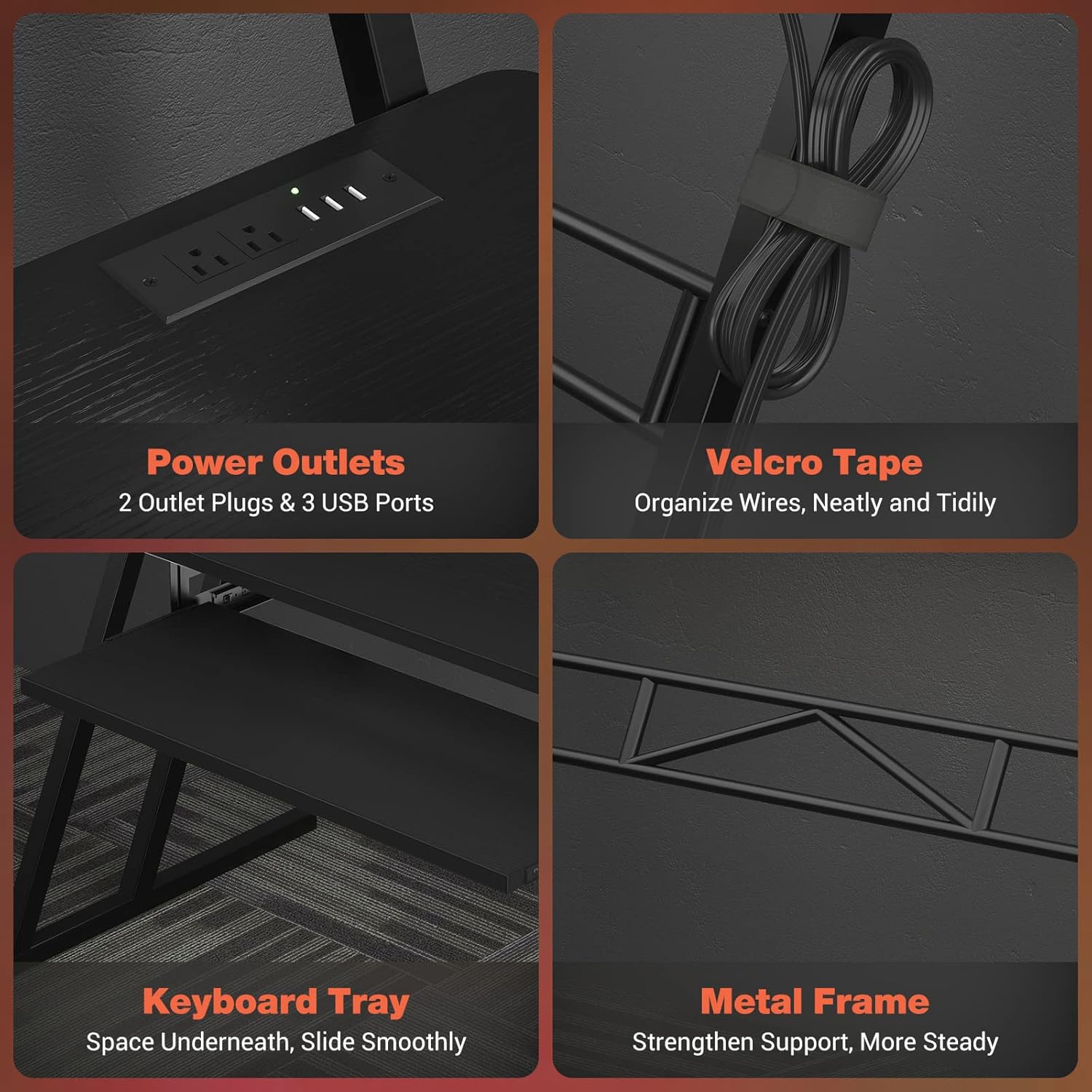 Armocity Music Studio Desk, Music Production Workstation with Power Outlets and RGB LED Lights, Recording Studio Table Desks Music Producer for Home, Black