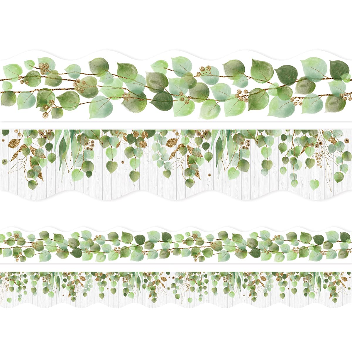 Amazon.com: Eucalyptus Die-Cut Border Trim 36ft Per Roll Two Sided Printed  Leaves Border for Classroom Back to School Decoration : Office Products
