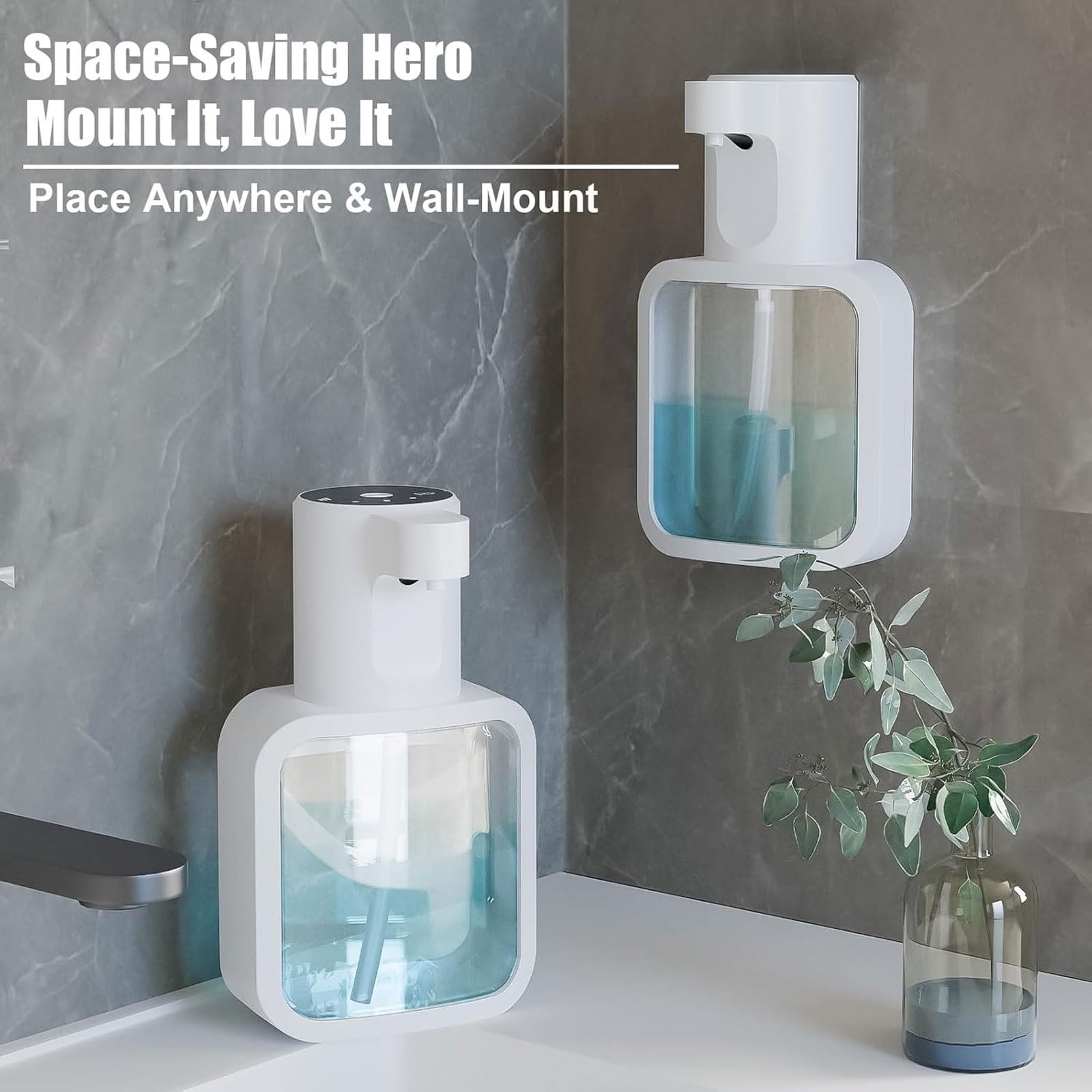 dispenser per sapone Distributore automatico di sapone con sensore, distributore di sapone for le mani senza contatto con 3 livelli regolabili for cucine, bagni e uffici grande(Svart,Foam)