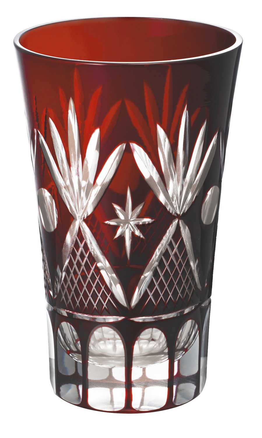 Otsuka Glass Kiriko Glass Bite Beer (with Presentation Box), Red, 1.6 inches (41 mm), Diameter 2.6 x Height 4.1 inches (65 x 105