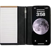 MOJO Notepad Phone Case for iPhone 13/14/15 - Folding Wallet Phone Case with Mini Pen and Note Pad Black Fits iPhone 17 Pro Max