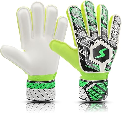 Guantes de portero de fútbol para niños, jóvenes y adultos, guantes de portero de agarre fuerte con protección de dedos y doble protección para la