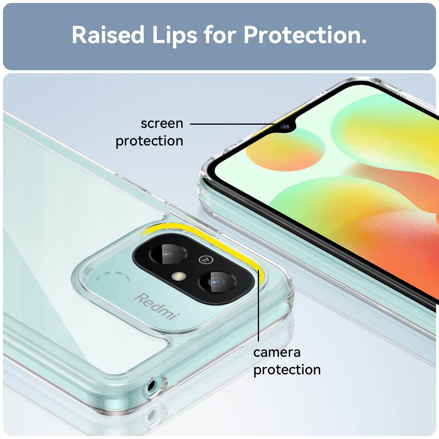 KANSi Cover per Xiaomi Redmi 12C con Vetro Temperato*2, Custodia Protettiva per Smartphone con Anello Rotante - Antiurto Bumper Viola