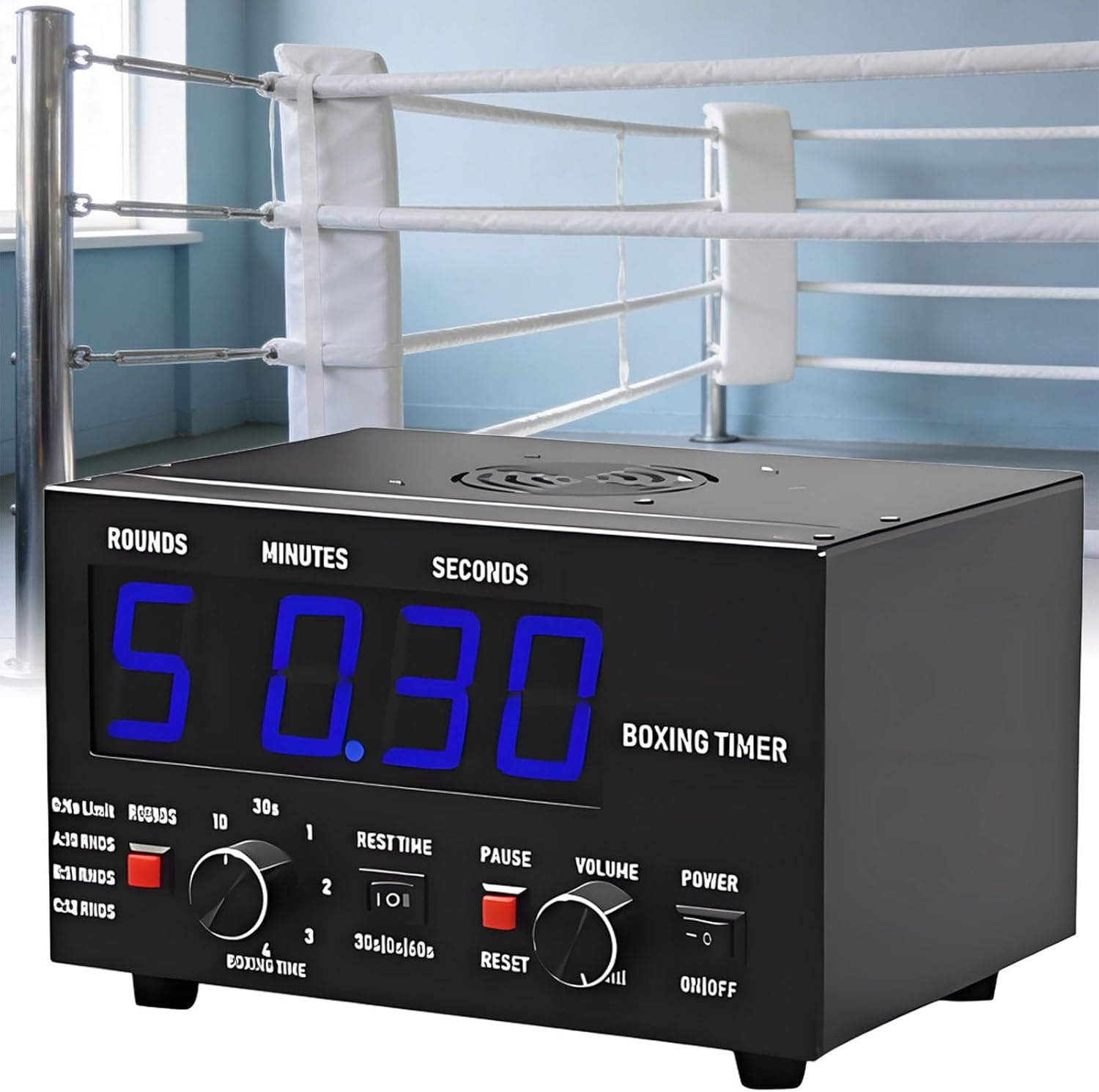 Interval Timer with LED Display, Adjustable Sound, Customizable Training Time and Repetitions for Boxing, MMA, and Kickboxing Workouts
