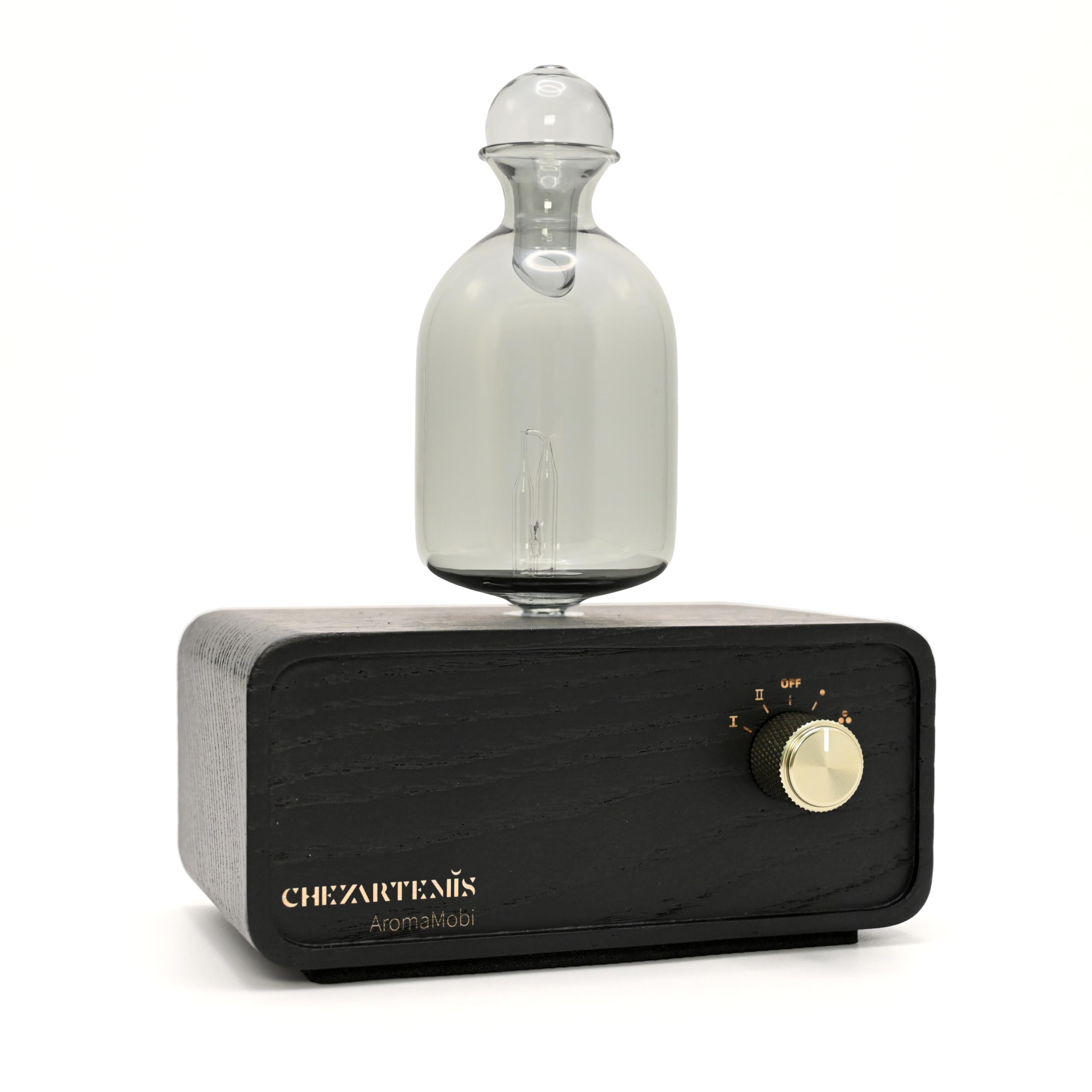 Nuit Diffusore di Oli Essenziali Senza Acqua, Nebulizzatore in Vetro Nero Ossidiana con Base in Legno Scuro, Diffusore Ricaricabile con 4 Timer & LED, per Ufficio Casa Yoga