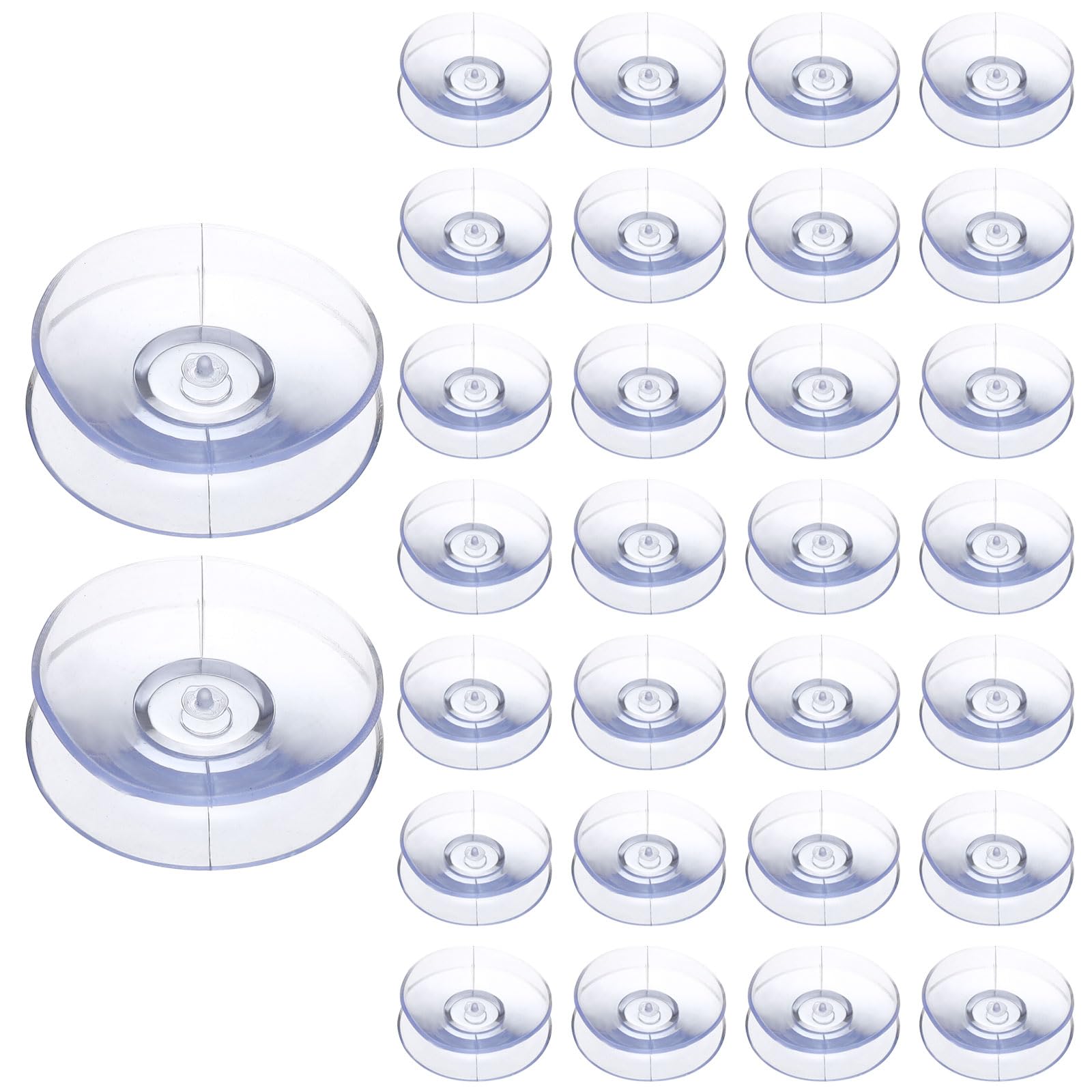 sourcing map 30 Pack Double Sided Suction Cups, 1.4 Inch Glass Table Spacers Sucker Pads Clear Silicone Top Bumper for Patio Glass Tables, Mirror, Cutting Board