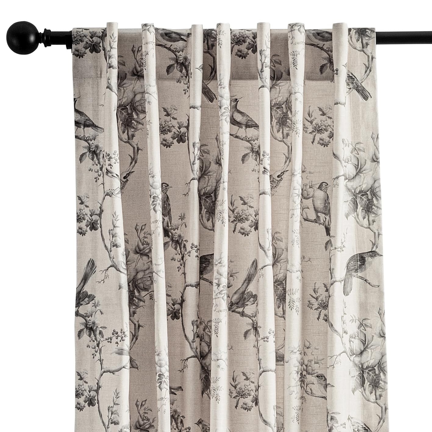 Maison d' Hermine Curtains for Living Room 100% Cotton 96 inch Length One Panel Light Filtering Curtains for Windows with Rod and Loop Pockets Gifts