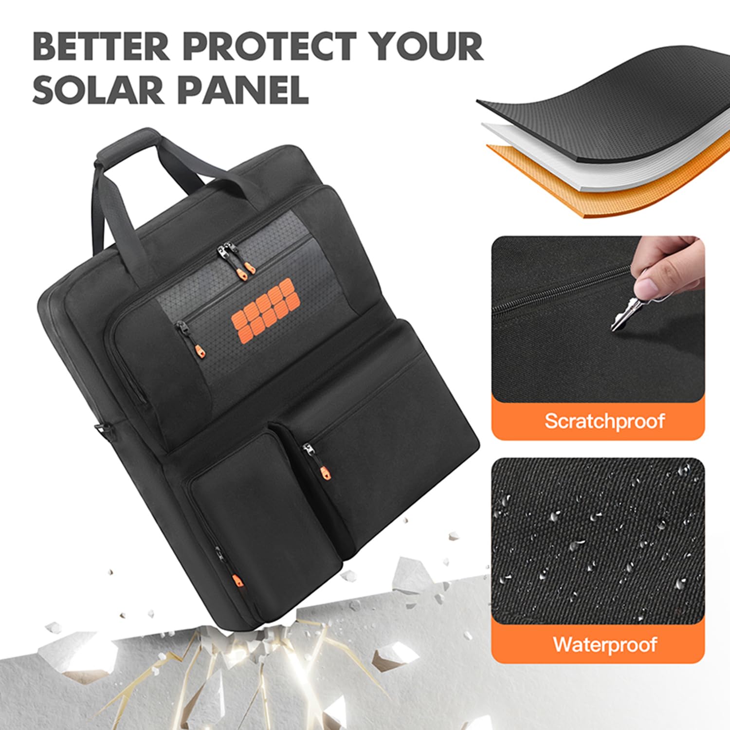 Funda de transporte compatible con Jackery SolarSaga 100 W, 200 W, 200 W, panel solar portátil bifacial, bolsa de almacenamiento de viaje para 2 paneles de batería con bolsillos para cable de
