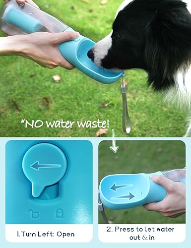 Miniatura 4 de Botella de agua portátil para perros pequeños, dispensador de cuencos de viaje 3 en 1 para mascotas con contenedor de alimentos y soporte para bolsa