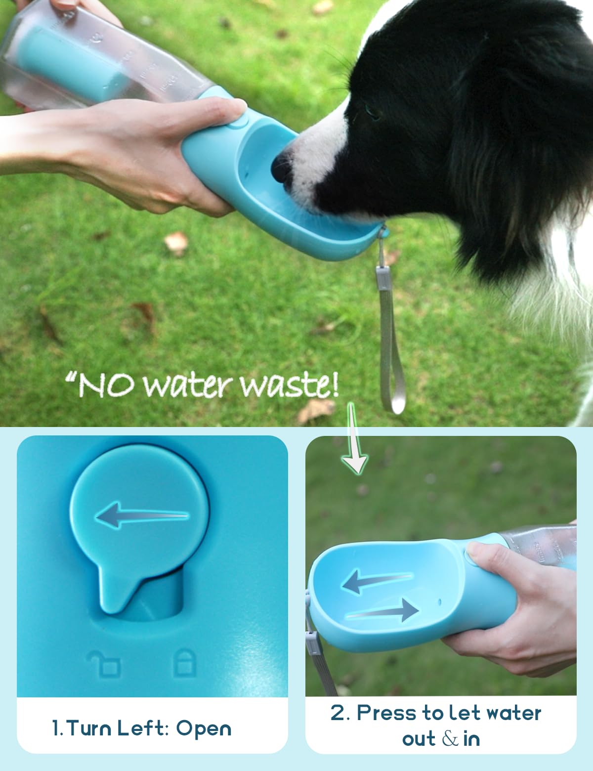 Bouteille d'eau portable pour chien, bol de voyage 3 en 1 avec récipient de nourriture et support pour sac à déjections, distributeur pour animaux de compagnie, accessoires pour l'été, la
