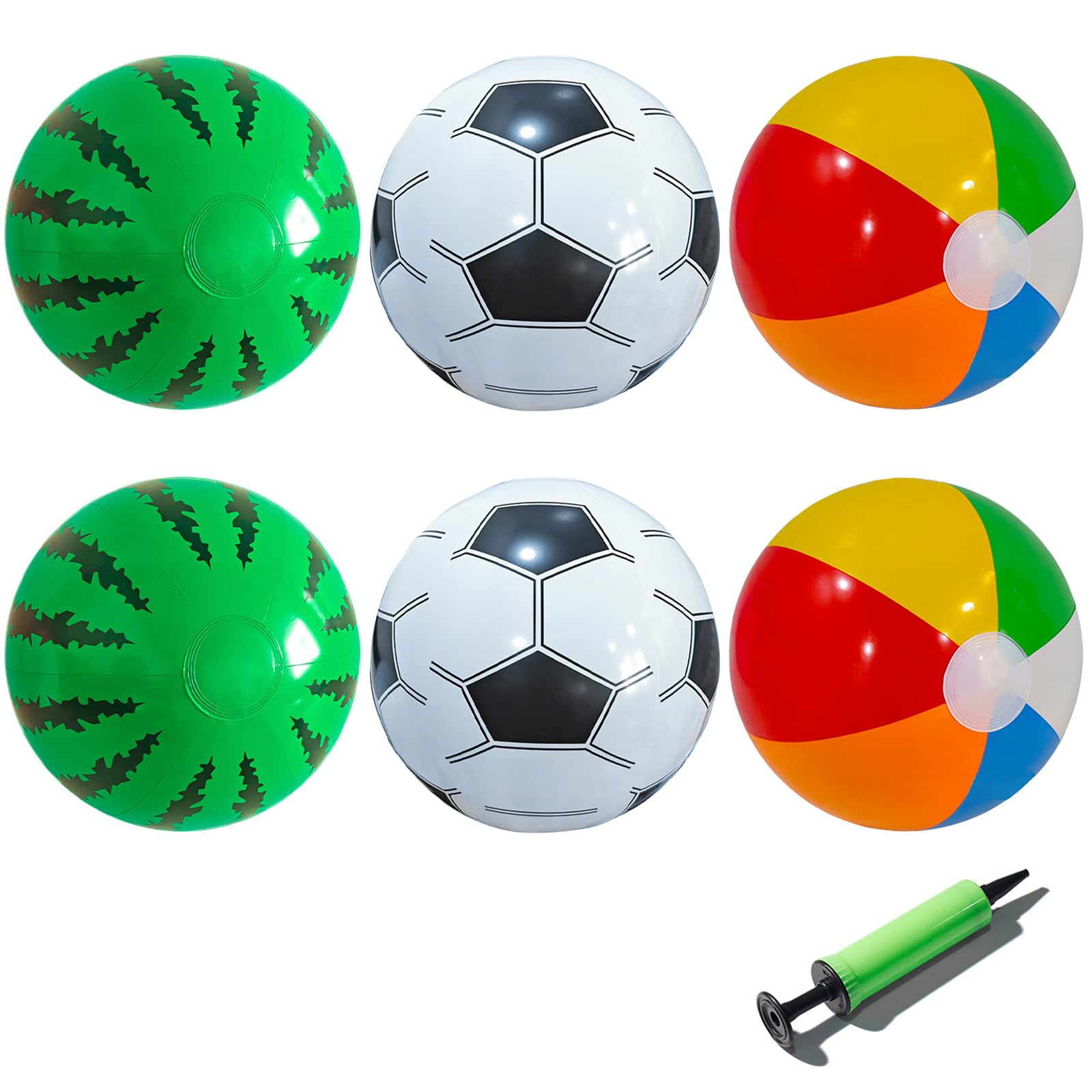 BeoTnp 6 PCS Beach Ball, Beach Balls Inflatable, with Air Pump