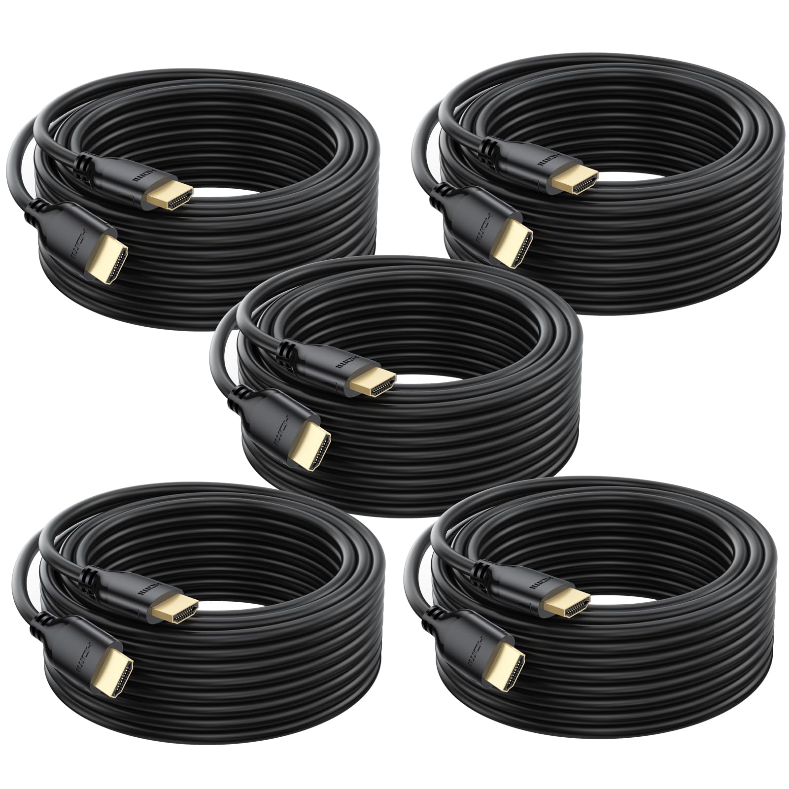 Cavo HDMI lungo 15 m, confezione da 5, cavo HDMI 4K a HDMI, 15,2 m, CL3, ad alta velocità, cavo HDMI 2.0 (4K a 60Hz, 2K 1440P, 3D, HDCP2.2, ARC, Ethernet) compatibile per monitor, proiettori, HDTV