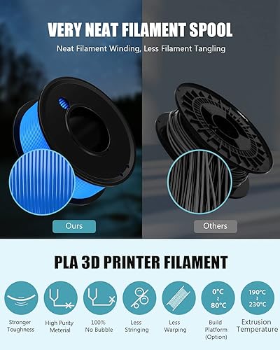 Miniatura 3 de Haosegd Filamento para impresora 3D PLA de 0.069in, materiales de impresión 3D, paquete de 5 colores, filimate de impresión de 0.069in, blanco,