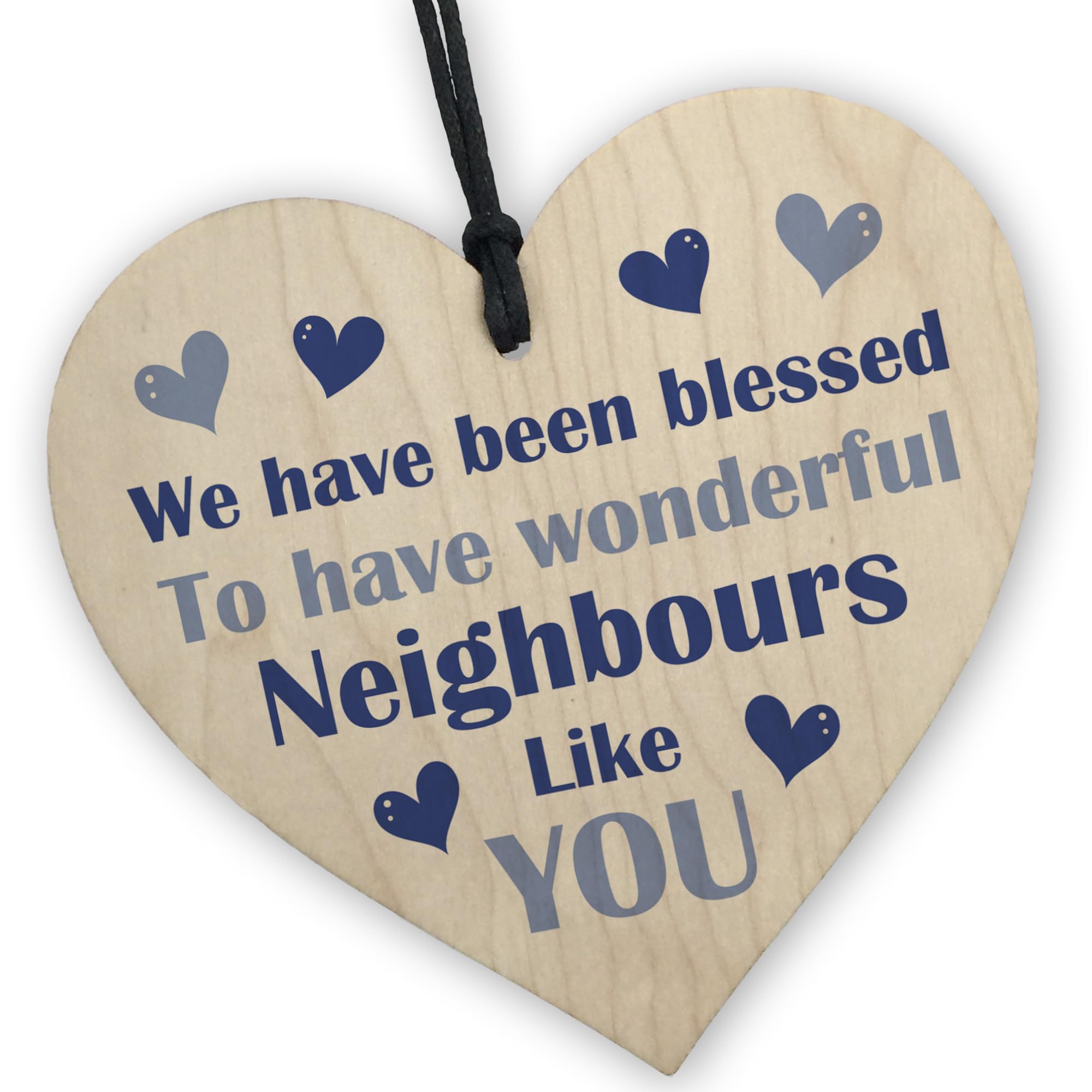 Red Ocean Handmade Wooden Hanging Heart Plaque Gift for Neighbours Keepsake for Friend Neighbour Christmas Presents Gifts For Women