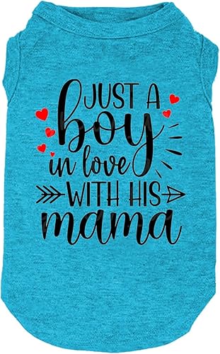 Miniatura 3 de Ropa para perro, camisas con texto en inglés "Just a Boy in Love with Mama", suministros para mascotas, chaleco pequeño, mediano y grande, traje
