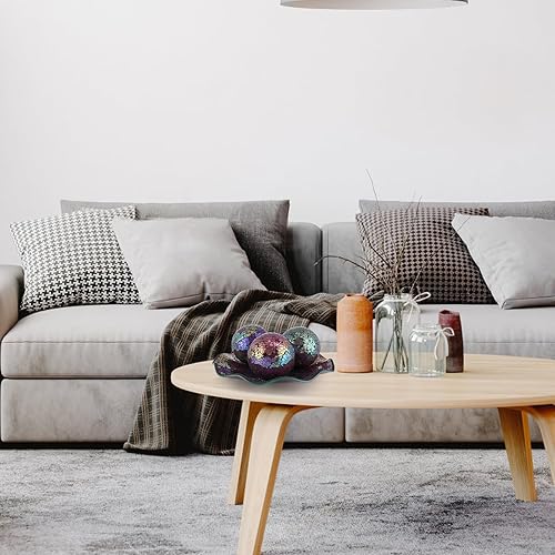 Miniatura 6 de MDLUU Bandeja de centro de mesa de mosaico, plato de vidrio decorativo de 11.6 pulgadas, cuenco de vidrio para decoración del hogar para mesa