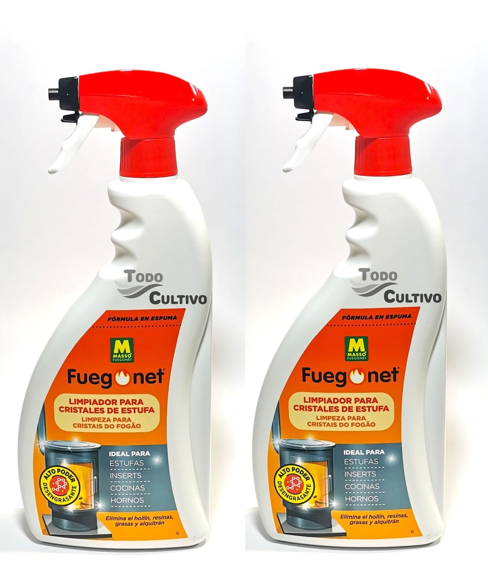 Limpia cristales estufas chimeneas hornos en pulverizador 2 Litros (2x1L). Limpia cristales de estufas y chimeneas de rapido efecto.