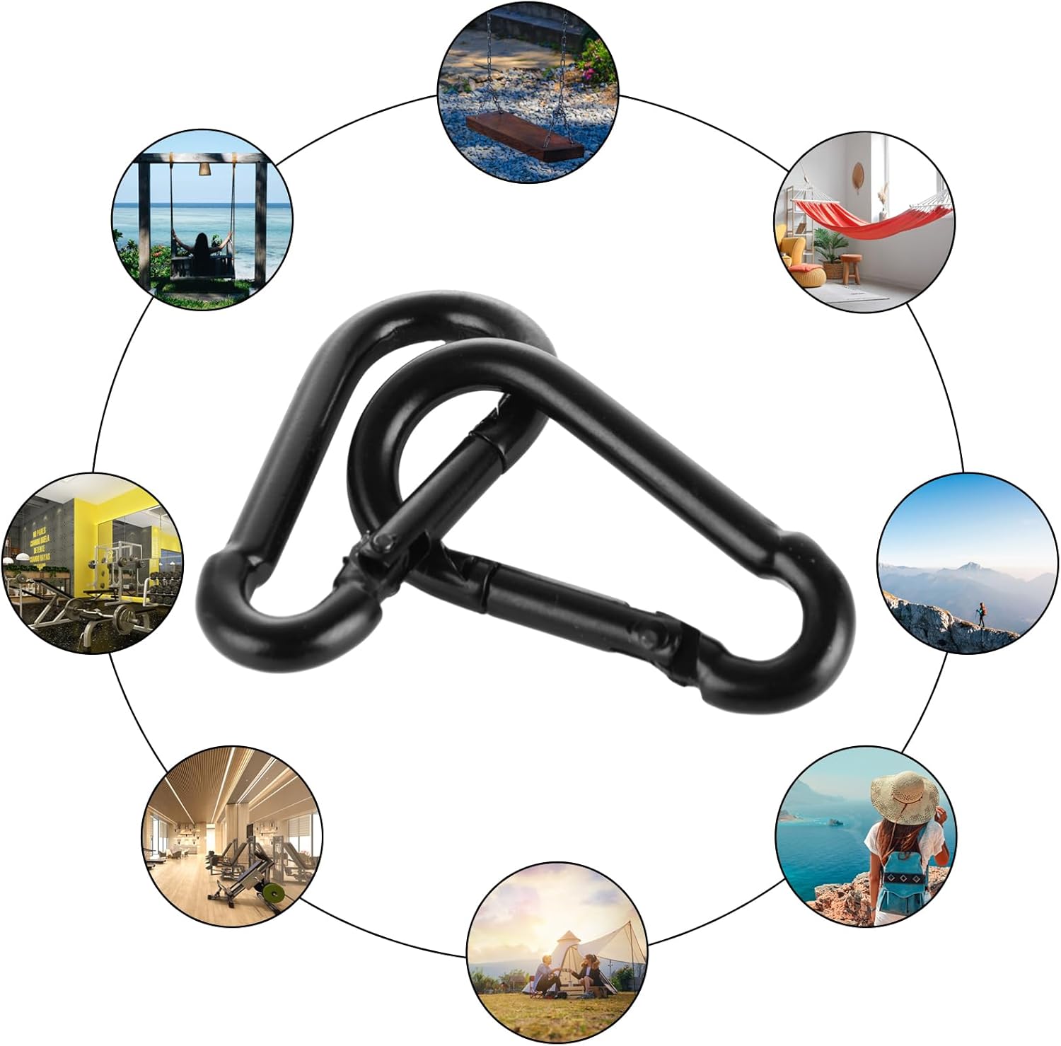 MIVIDE 100 Pack M4 Black Carabiner Clip Spring Snap Hook, 1.57 Inch Heavy Duty Small Snap Hooks Carabiner Quick Link Clip for Camping Hiking Traveling Outdoor Swing Gym, 110Lbs Capacity - Image 6