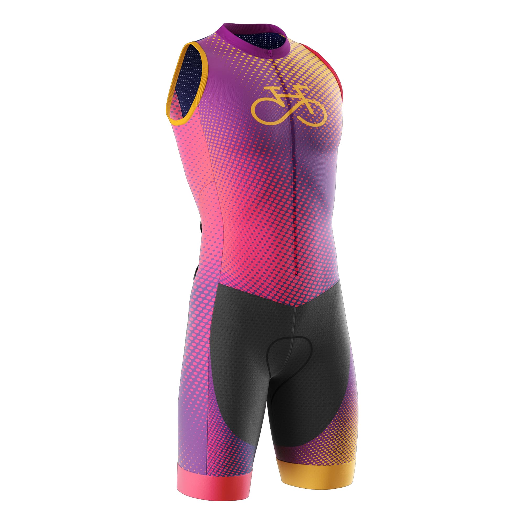 Mono de Triatlón para Hombre Sin Mangas | Trisuit para Ciclismo, Carrera y Natación | Traje de Una Pieza Lycra Transpirable con Badana Italiana