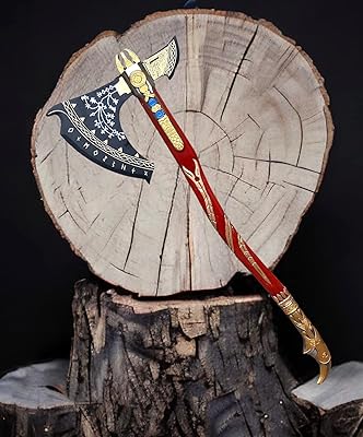 Kratos Axe from The Game god of war Handmade Forged Stainless Steel Leviathan Axe, Bearded Axe with Genuine Leather Sheath Viking Axe Hatchet, and Solid Wood Handle