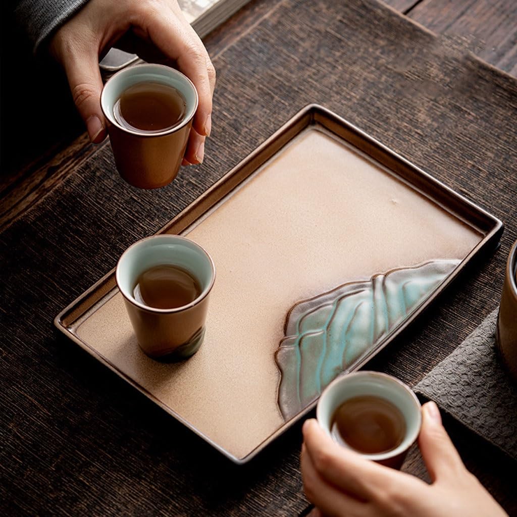 Zestaw do herbaty Gongfu, chiński stolik do herbaty, ceramiczna taca do herbaty, taca do herbaty Kung Fu, zestaw do herbaty, kreatywna taca do herbaty suchej, mała taca do herbaty do nauki w domu