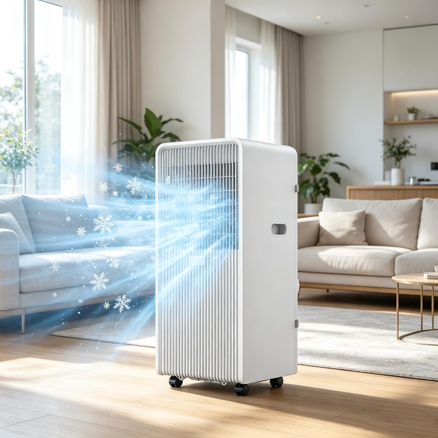 Condizionatore Portatile da 8.000-14.000 BTU con funzioni di Raffreddamento, deumidificazione e Ventilazione; unità silenziosa con Telecomando, Timer e Kit Completo per Finestra 14000BTU-Cold
