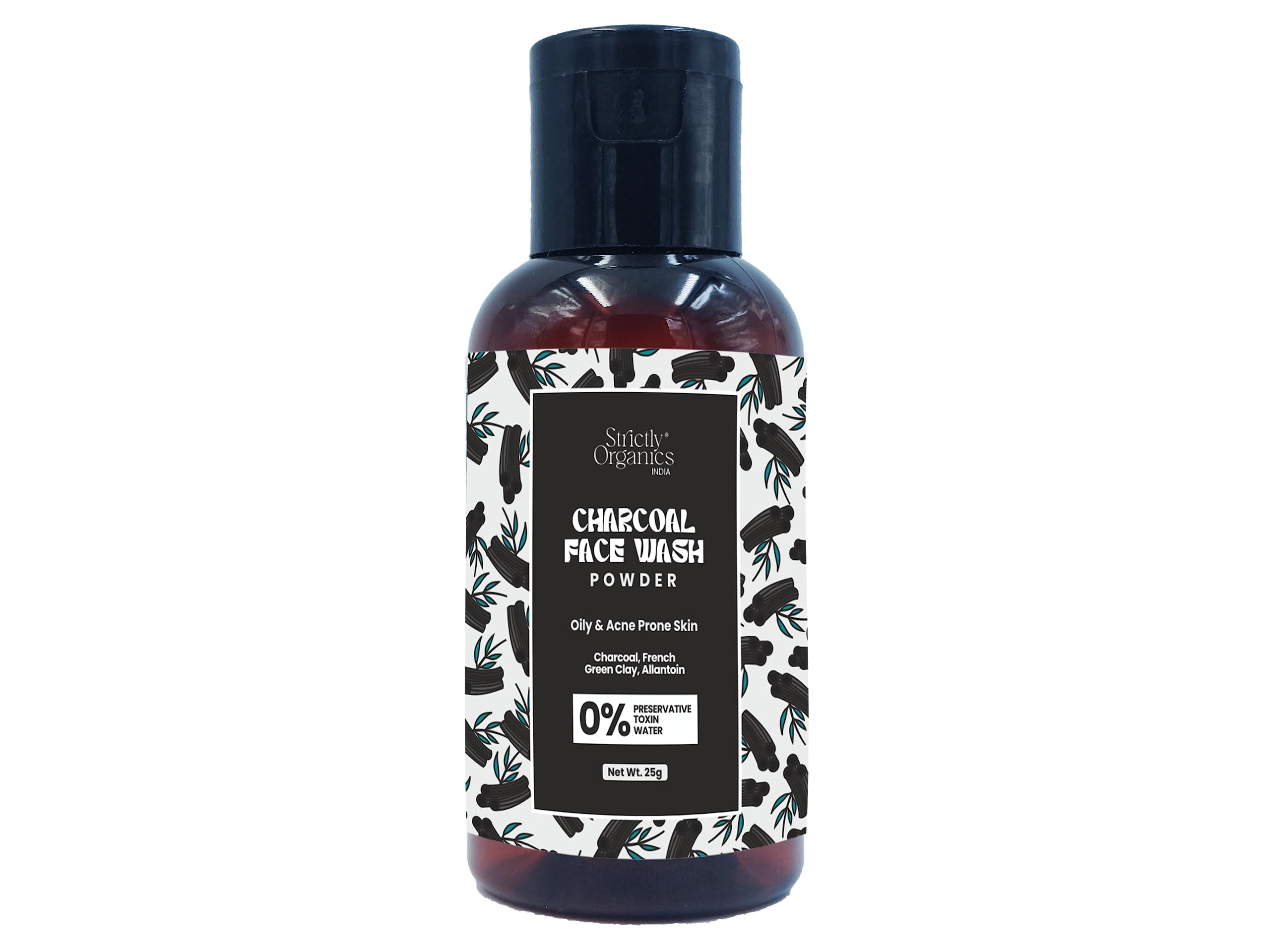 STRICTLY ORGANICSCharcoal Face Wash Powder | for Oily & Acne Prone Skin | Deep Cleansing & Nourishing | 100% Natural Facewash Powder | 25g