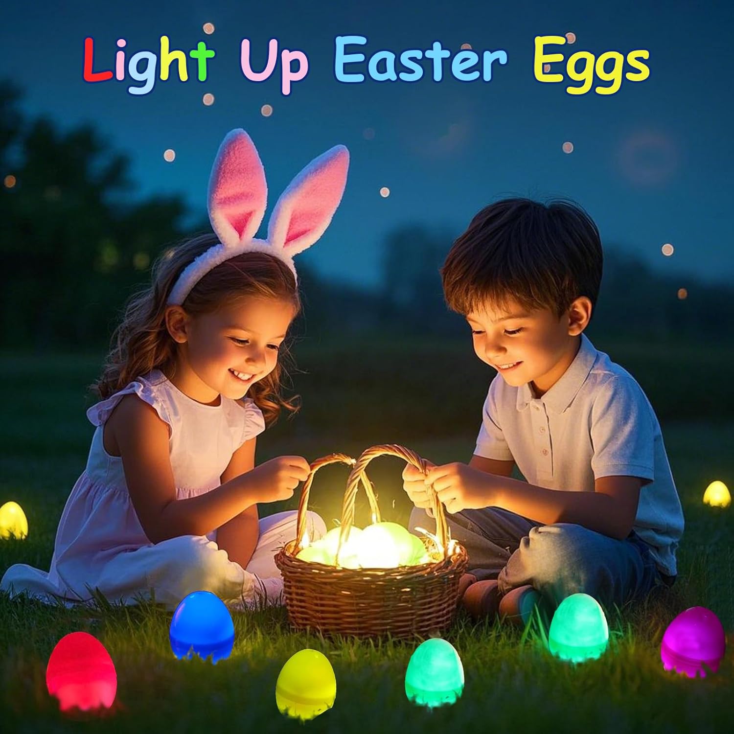 24Pack Prefilled Easter Eggs for Basket Stuffers, Glow In The Dark Easter Eggs for Kids, Easter Gifts for Egg Hunt Game Party Favors