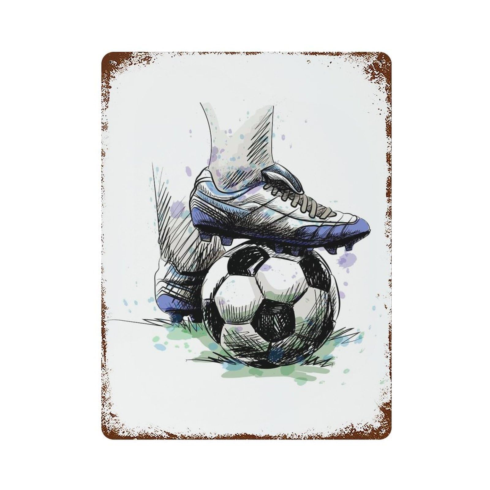 Soccer Retro Metal Sign 15.7"x11.8", Farmhouse Wall Decor for Cafe, Home Bar And Lounge Decor