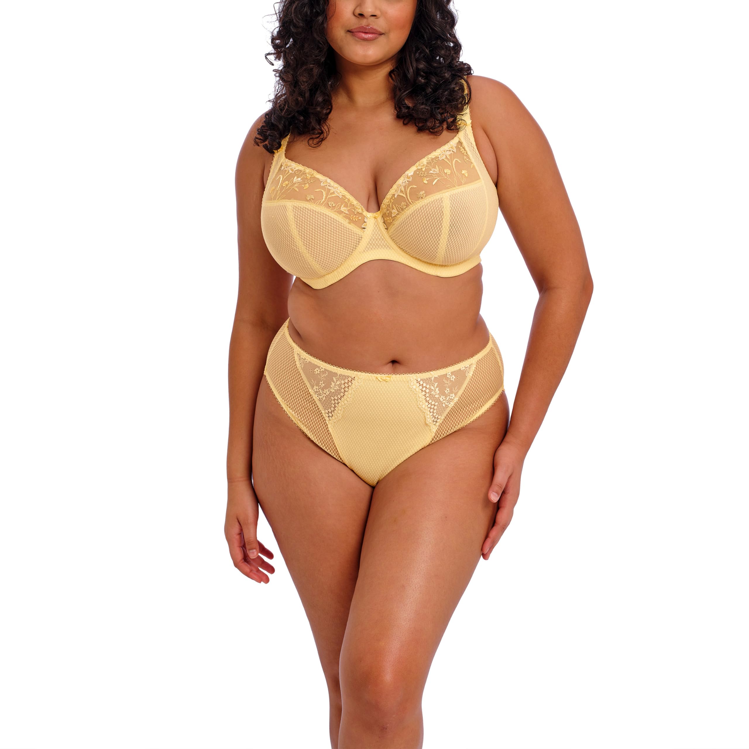 Elomi Women's Lemon Fizz Charley Floral Embroidery, Low Plunge, Dd+ Bras, Opaque, 42F