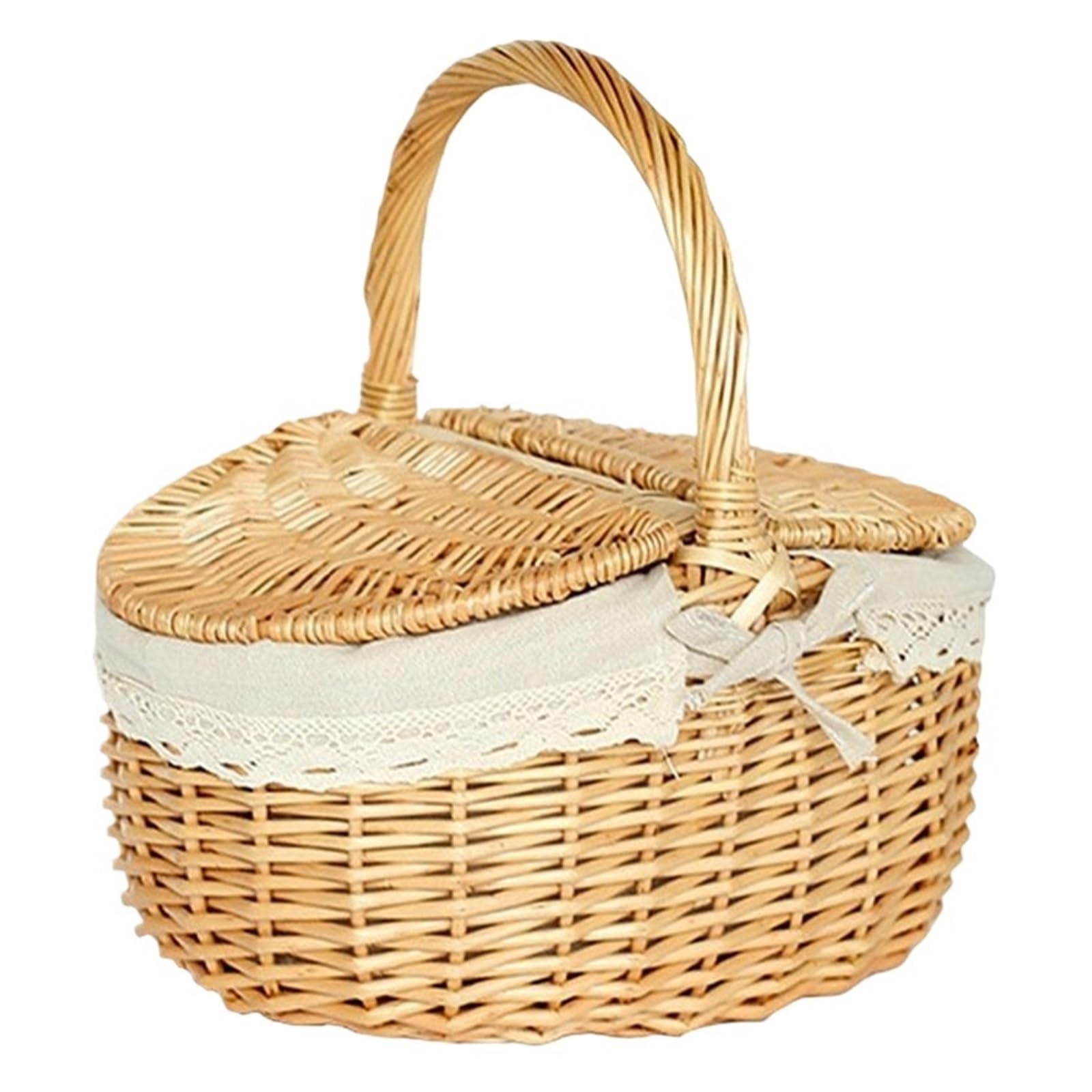 MRKU Folding Laundry Basket Household Storage Hamper Picnic Fruit Rattan Hand Bread With Lid Outdoor Camping